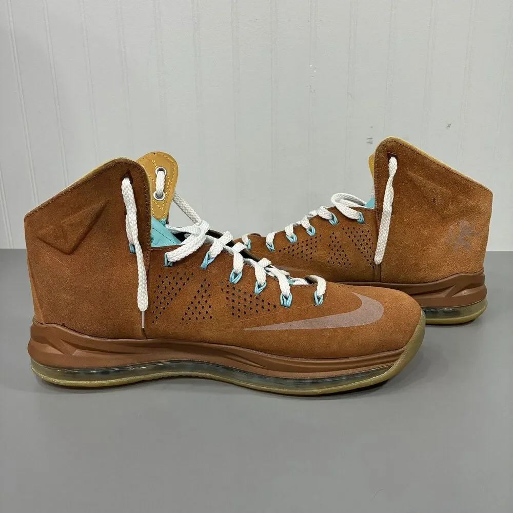 Nike LeBron 10 X EXT QS Hazelnut Brown Suede Size 13 607078-200 LeBronX Sneaker